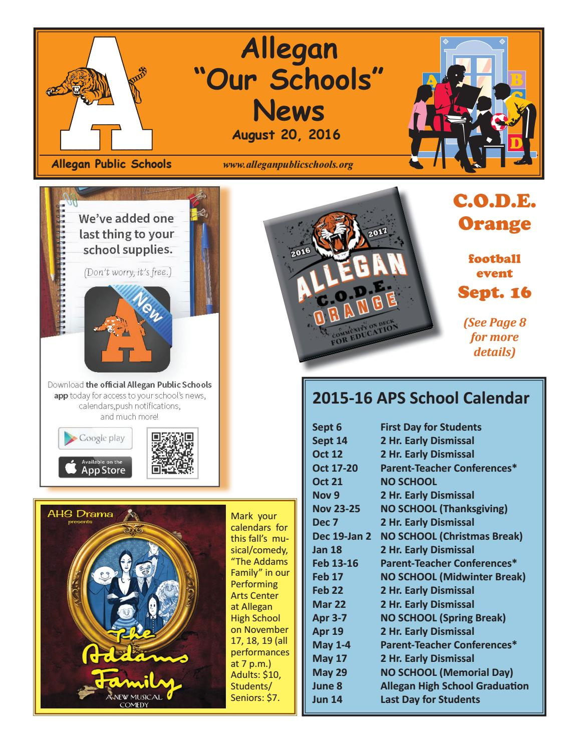 Our Schools News August 2016 By Allegan Public Schools Issuu