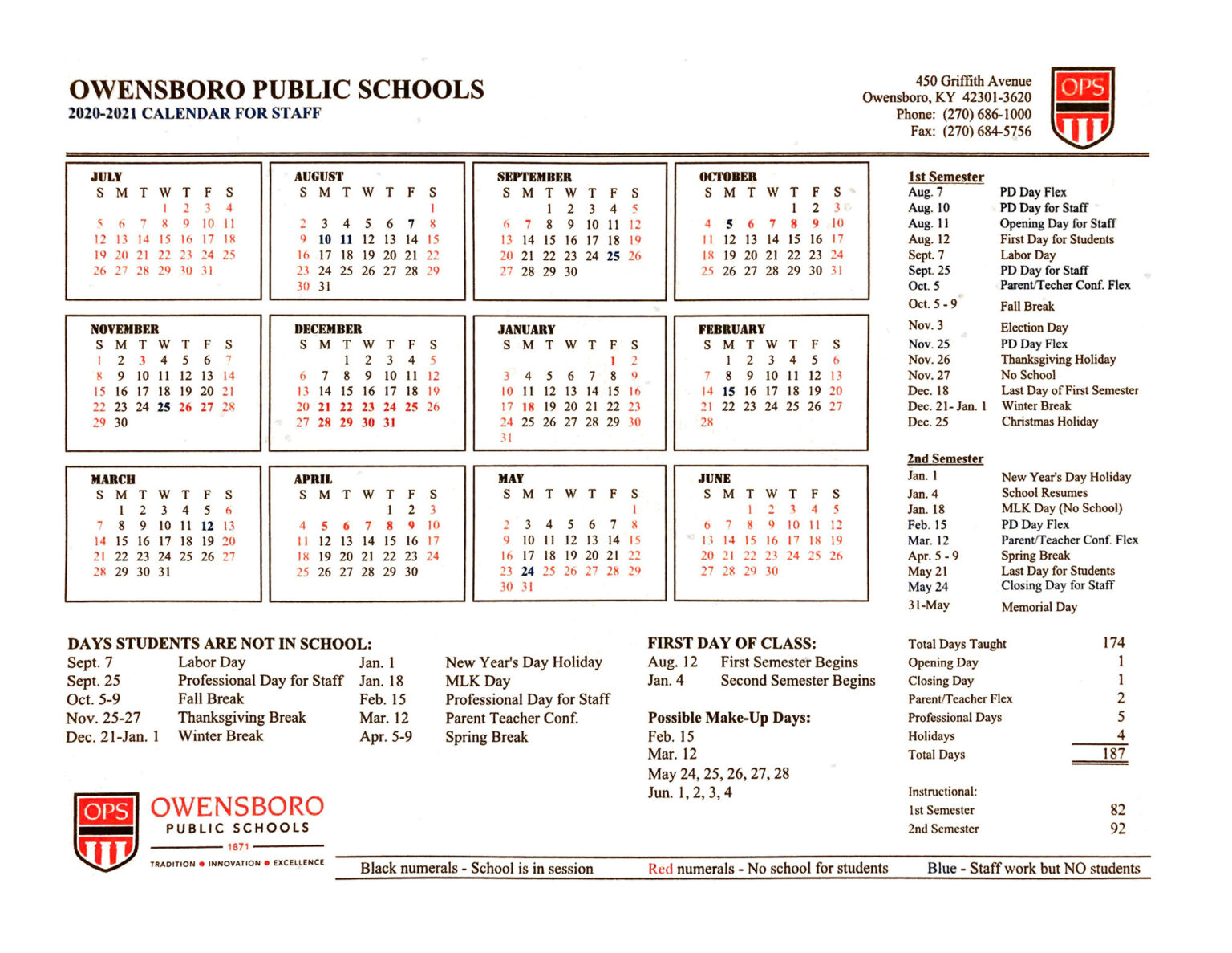 Owensboro Public Schools Calendar 2022 - Schoolcalendars.net