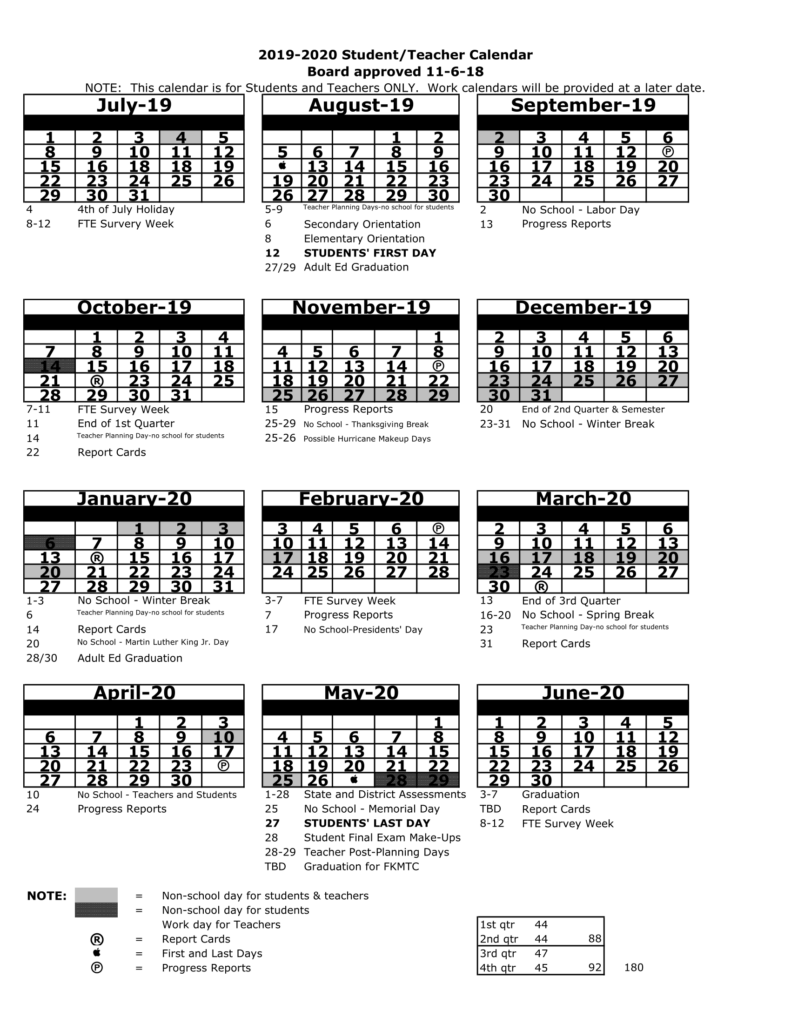 Pasco 2020 County School District Calendar PDF Calendar Dream