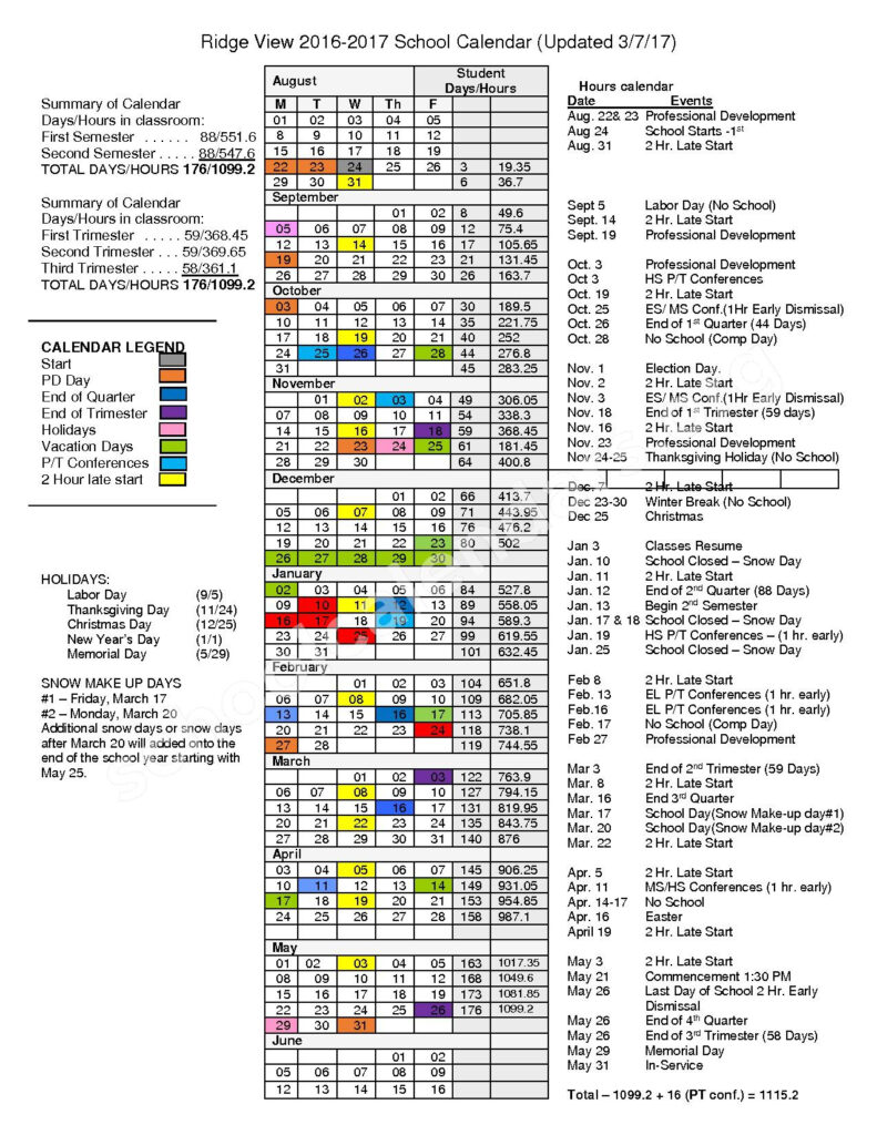 Ridge View Community School District Calendars Iowa