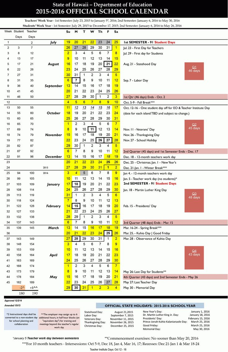 School Calendar Waipahu Elementary School Free School Calendar