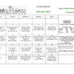 School Lunch Calendar In Word And Pdf Formats