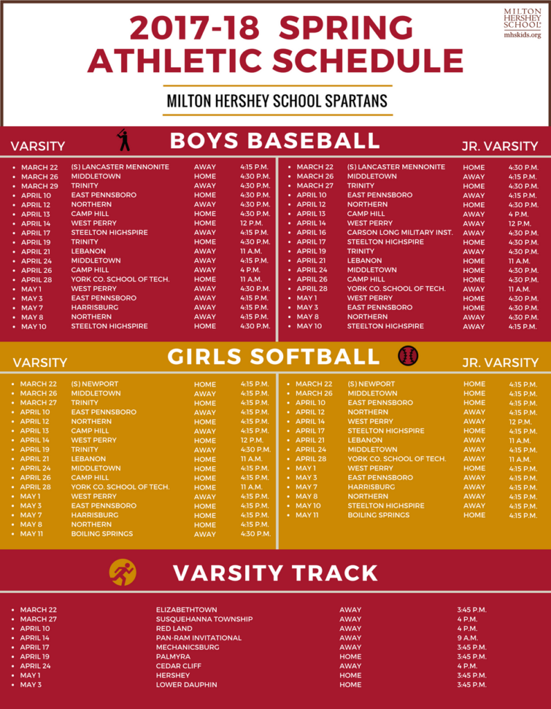 Spring Schedule Milton Hershey School