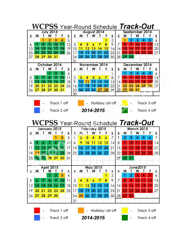 Year Round Calendar Wake County Free Calendar Template