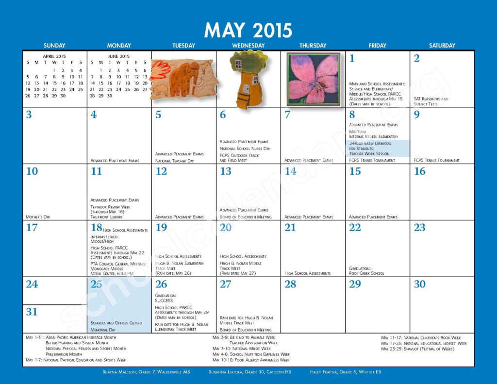 2014 2015 School Calendar Monthly Handbook Frederick County Public 