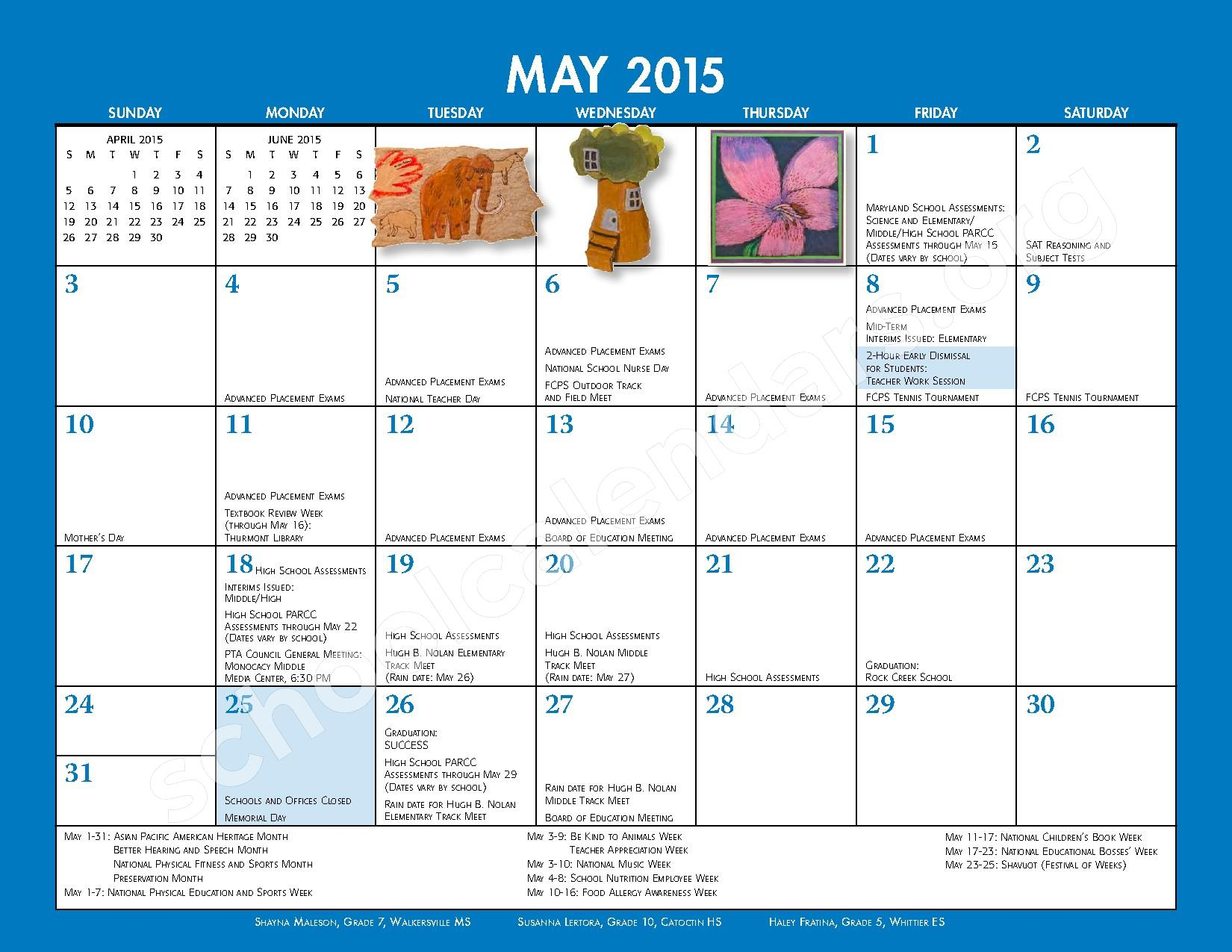 2014 2015 School Calendar Monthly Handbook Frederick County Public