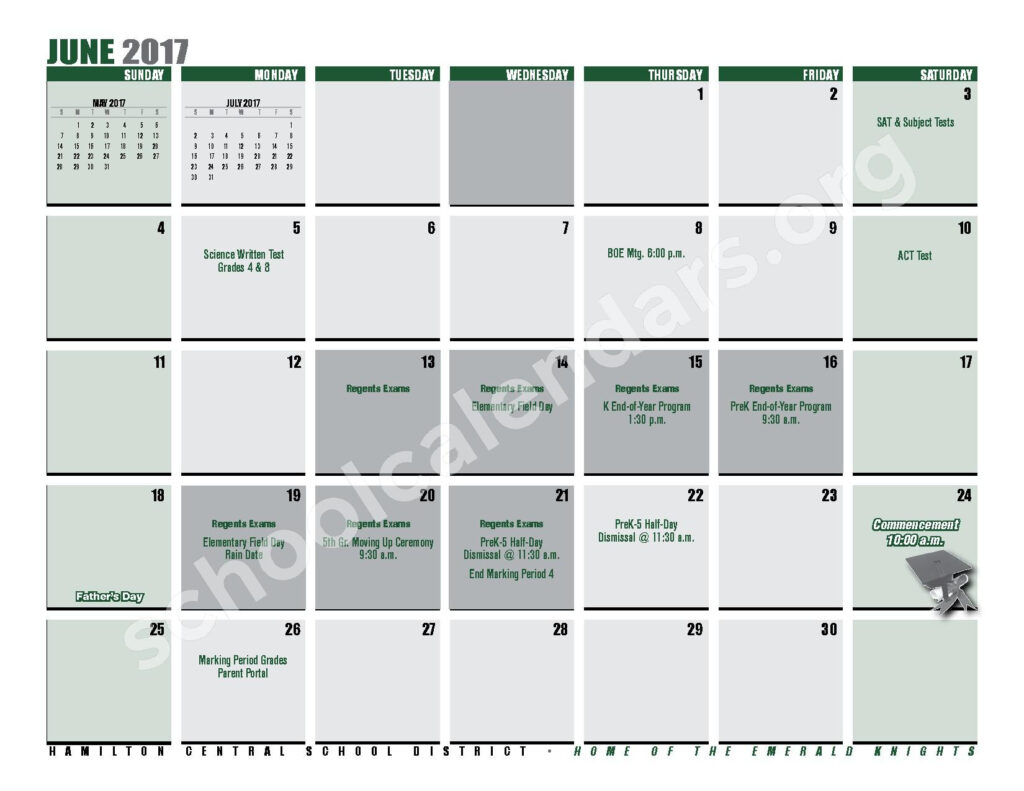 2016 2017 District Calendar Hamilton Central School District 