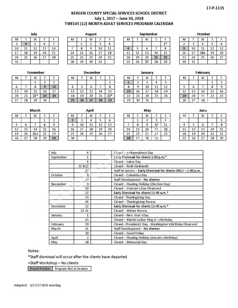 2017 2018 District Calendar Lodi Public Schools Lodi NJ