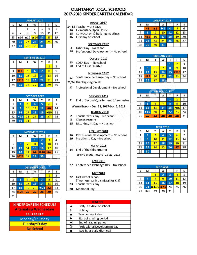 2017 2018 School Calendar Olentangy Local School District Lewis 