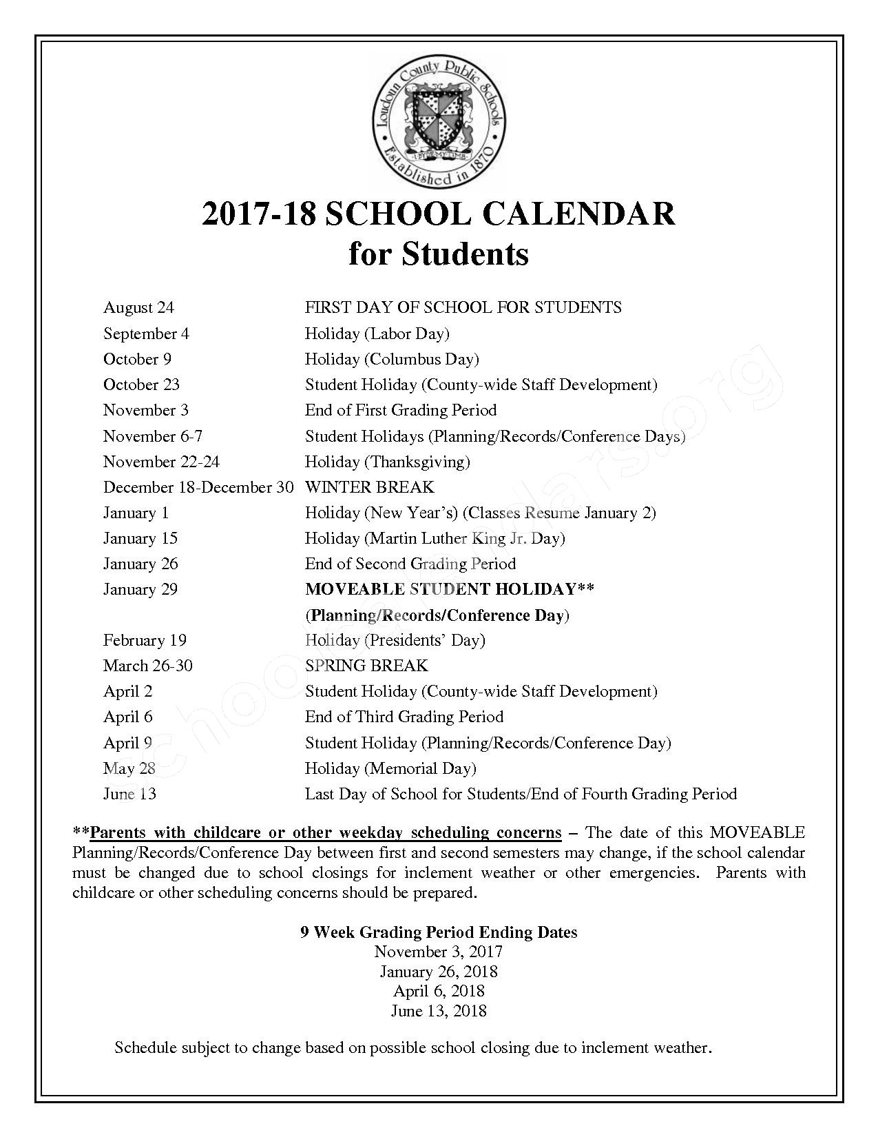 Loudoun County School Calendar 2023