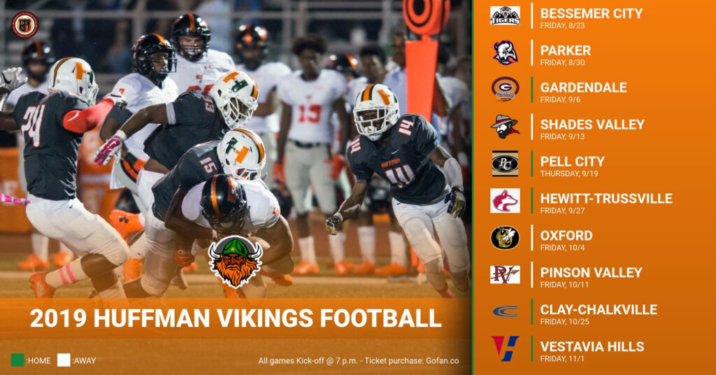 2019 Huffman High School Football Schedule Birmingham City Schools 