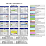 2020 21 HPISD Calendar Calendars Highland Park Independent School