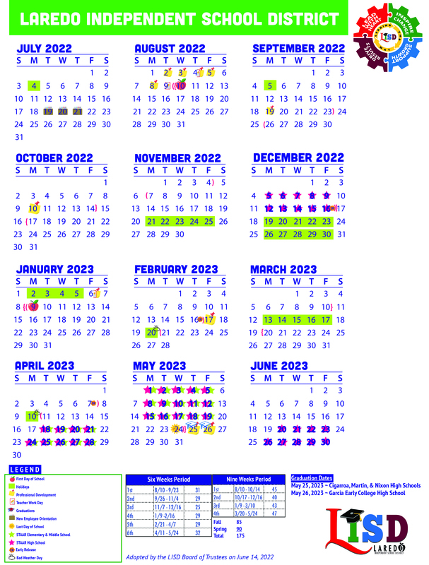 2022 2023 Scholastic Calendar Laredo Independent School District