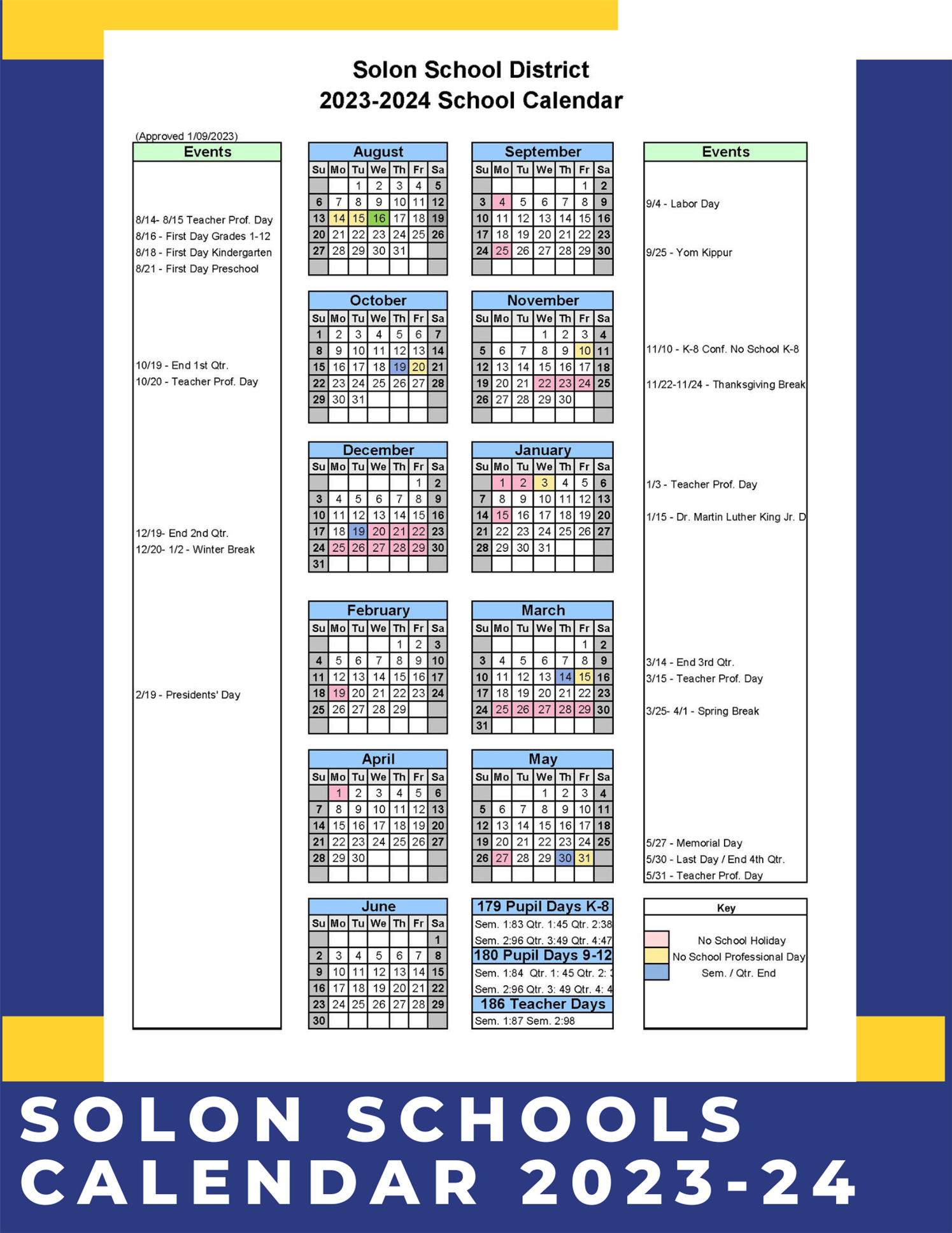 2023 24 Solon Schools District Calendar Approved