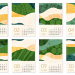 2023 Calendar Template With Abstract Green Nature Field Landscape