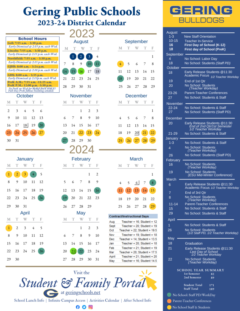 23 24 GPS School Calendar Gering Public Schools