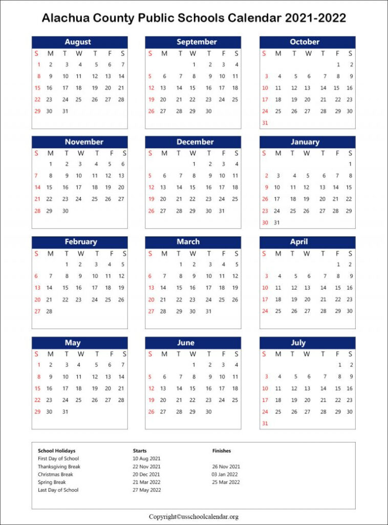 Alachua County School Holiday Calendar Archives US School Calendar