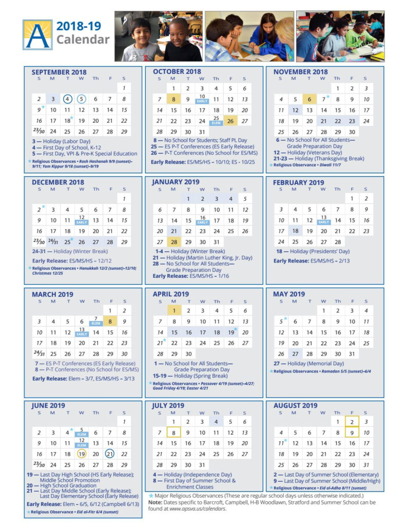 Arlington County Public School Calendar 2018 19 By Elizabeth Bouchard 