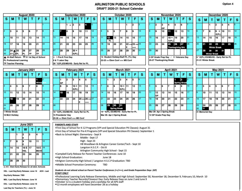 Arlington Public Schools Calendar 2021 2022 United States Map