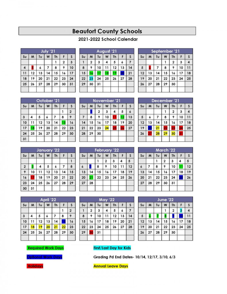 Beaufort County School District Calendar 2022 2022 2022 