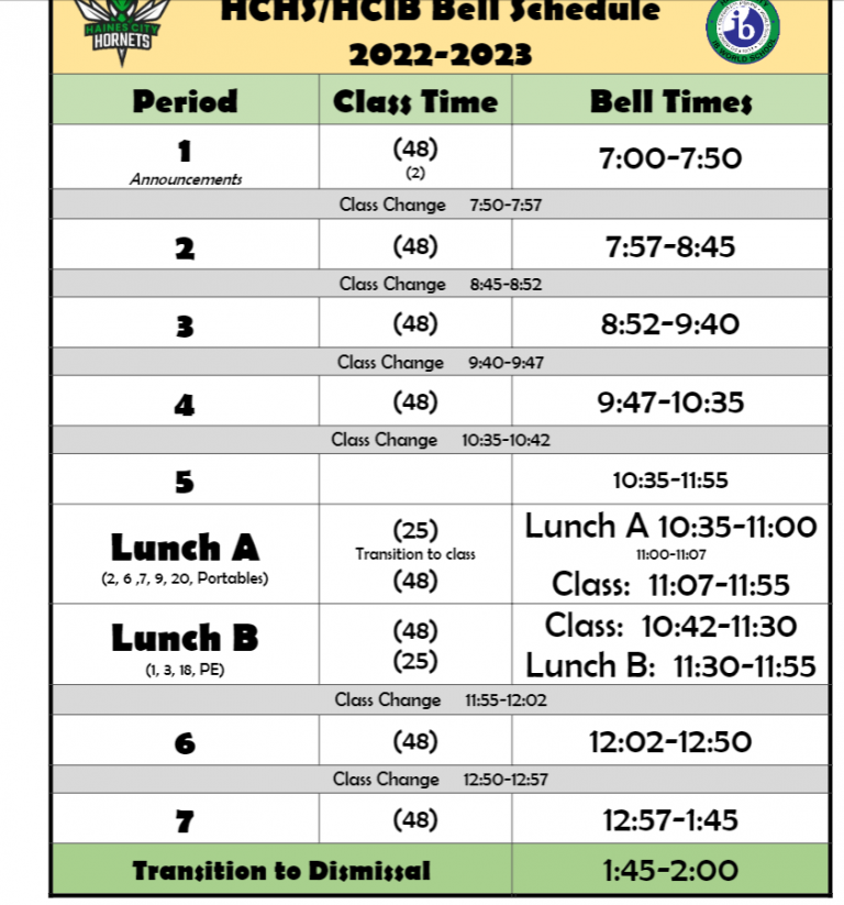 Bell Schedule 22 23 Haines City Senior High