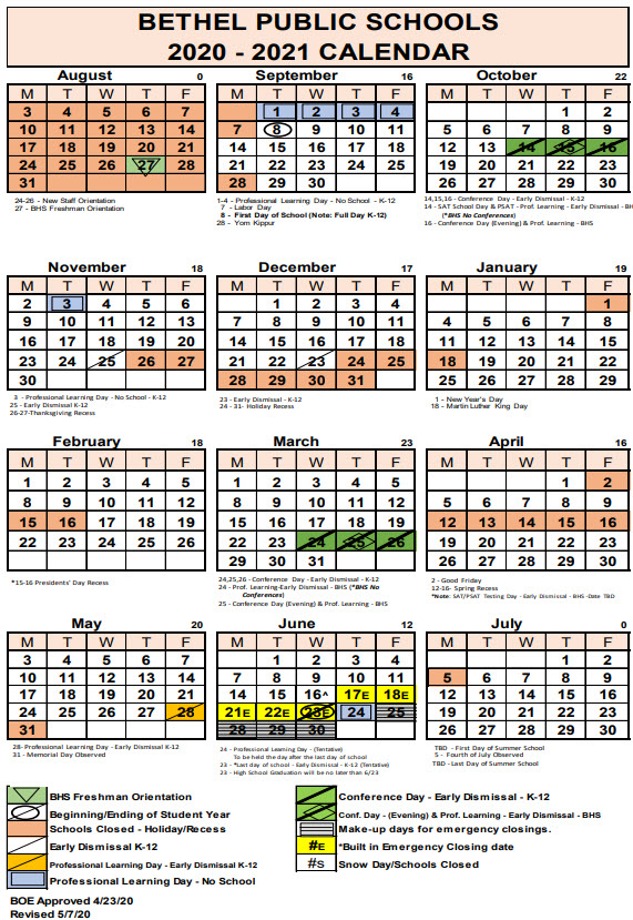 Bethel Public Schools Calendar 2021 2022 Lunar Calendar All In One Photos