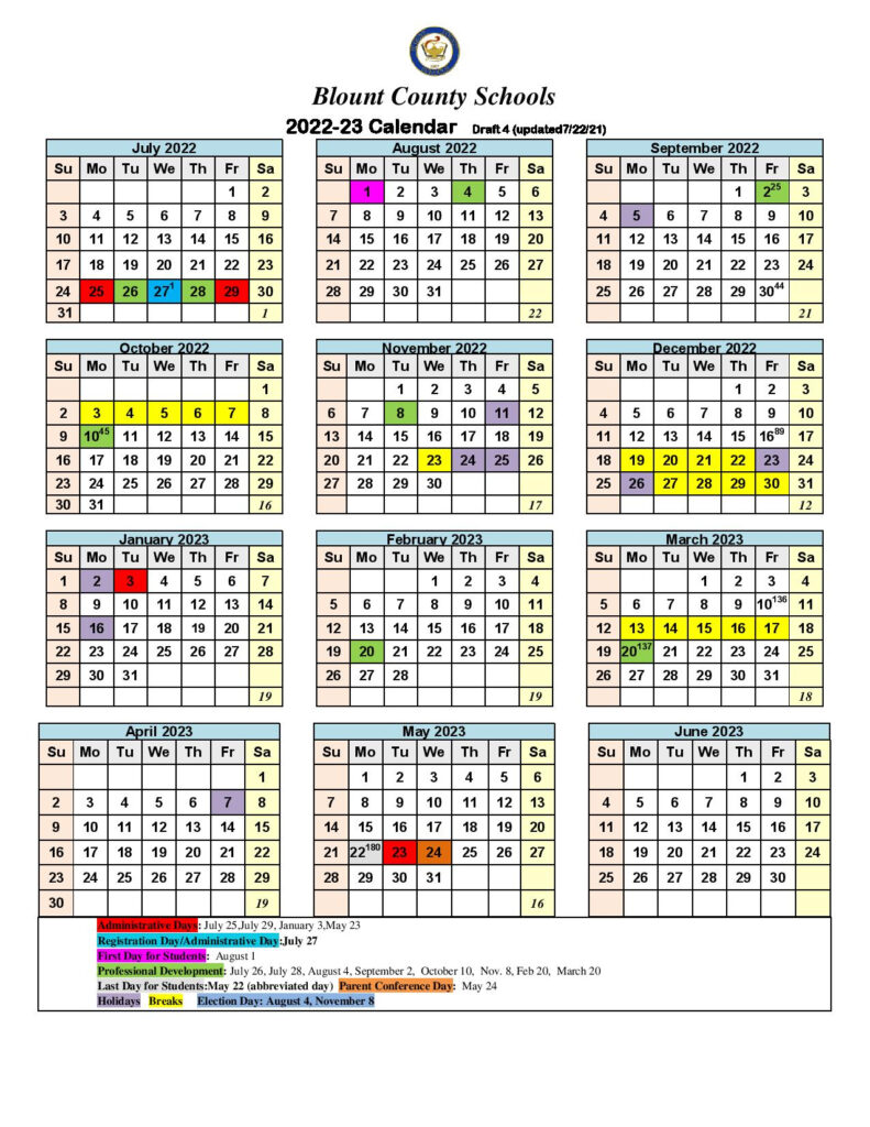 Blount County Schools Calendar 2022 2023 In PDF Format