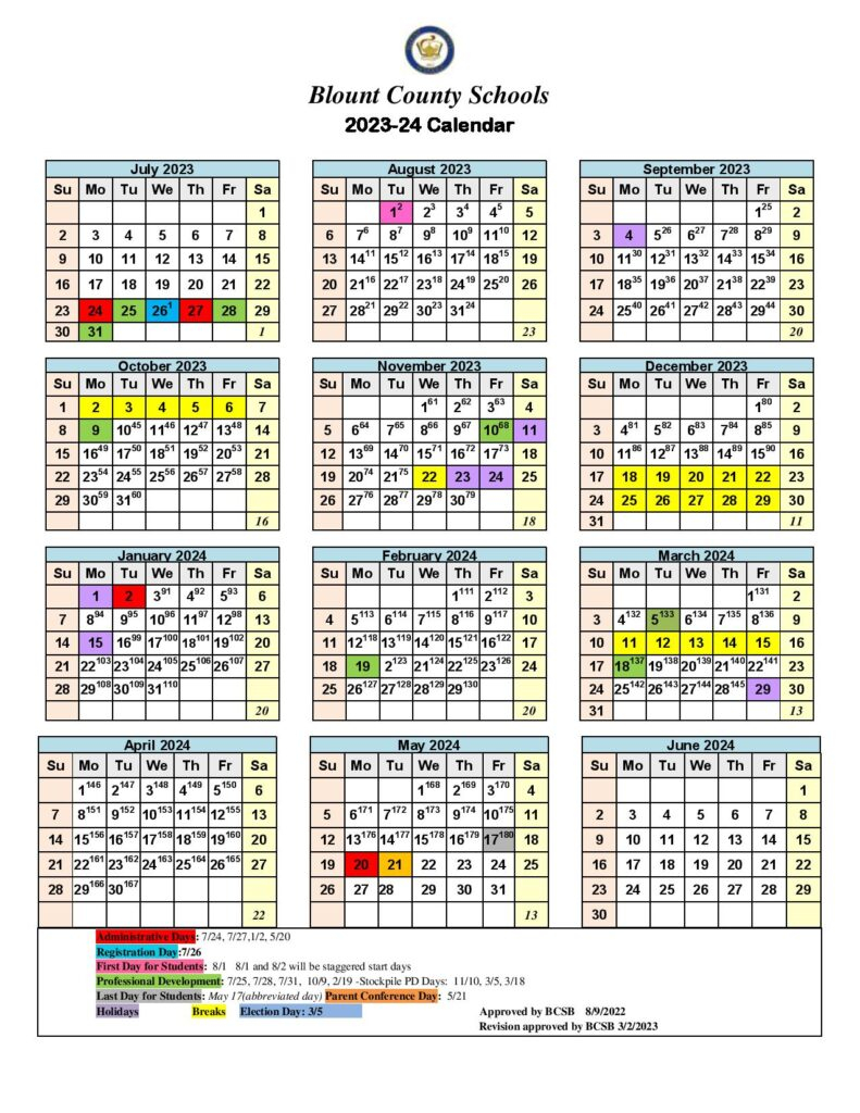 Blount County Schools Calendar Holidays 2023 2024