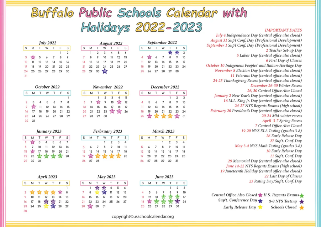 Buffalo Public Schools Calendar For The Year 2023 YearlyCalendars
