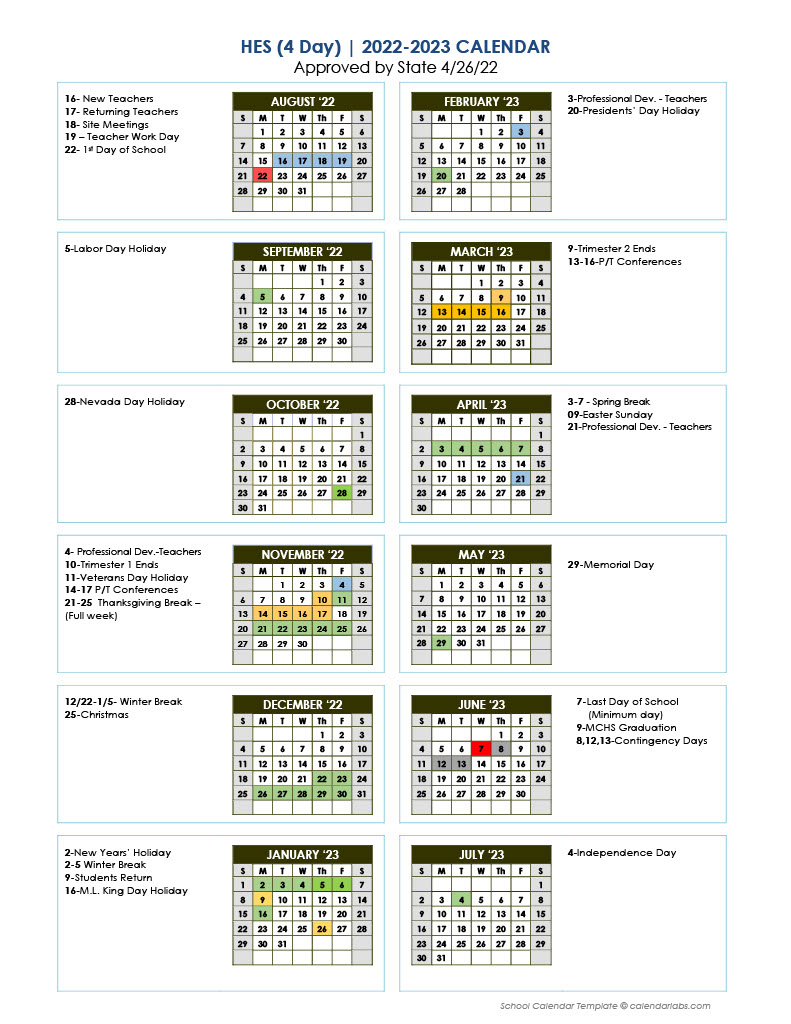 Calendar Hawthorne Elementary School Mineral County