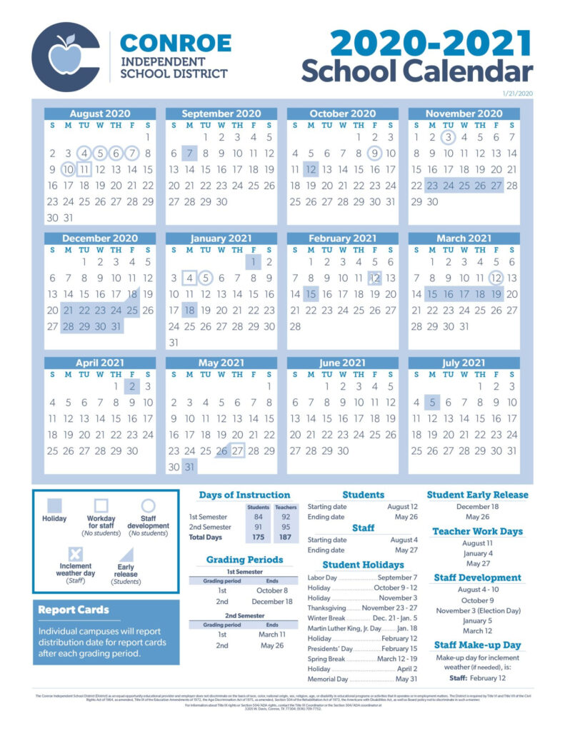Calendars Oak Ridge 9th Grade High School