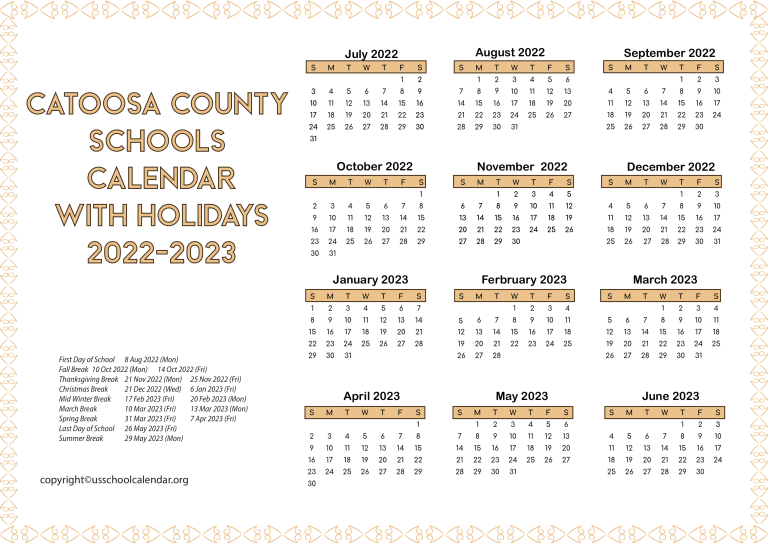 Catoosa County Schools Calendar 2022 2023 US School Calendar