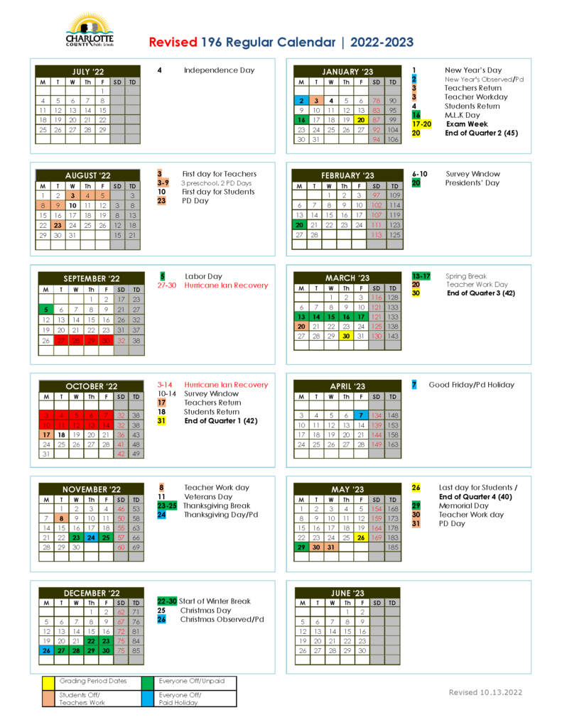 Charlotte County School Calendar GSA