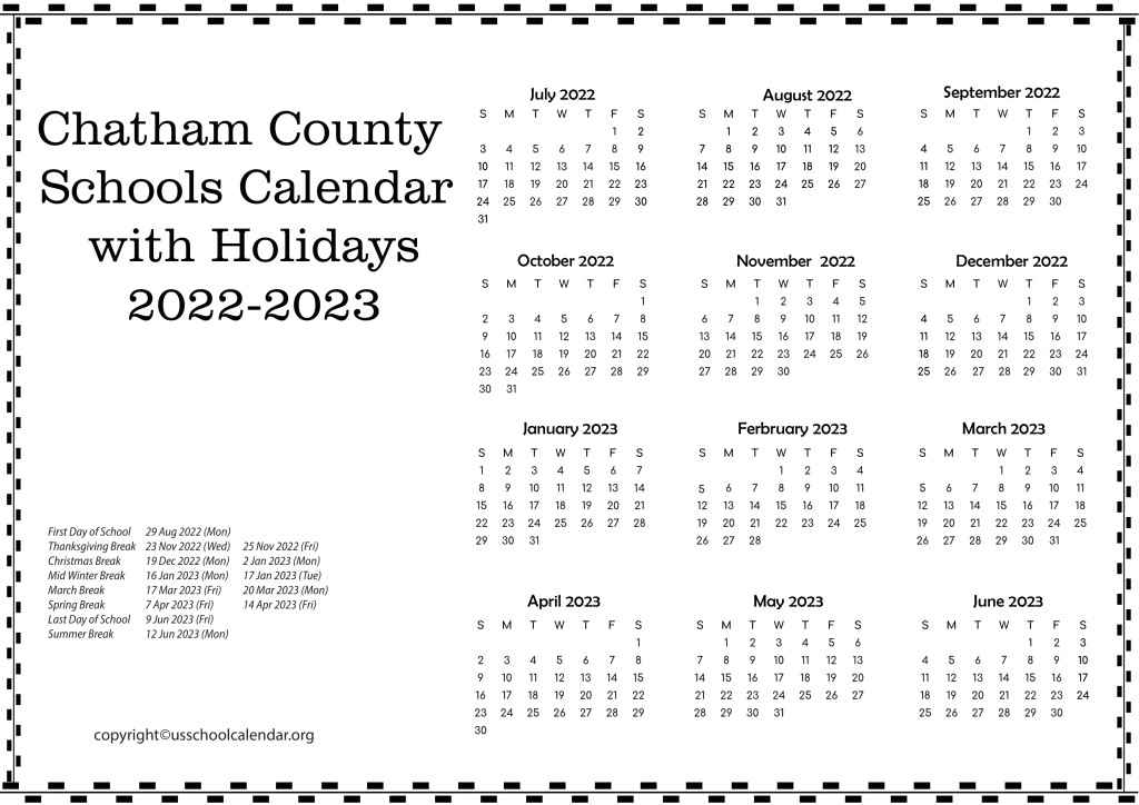 Chatham County Schools Calendar With Holidays 2022 2023