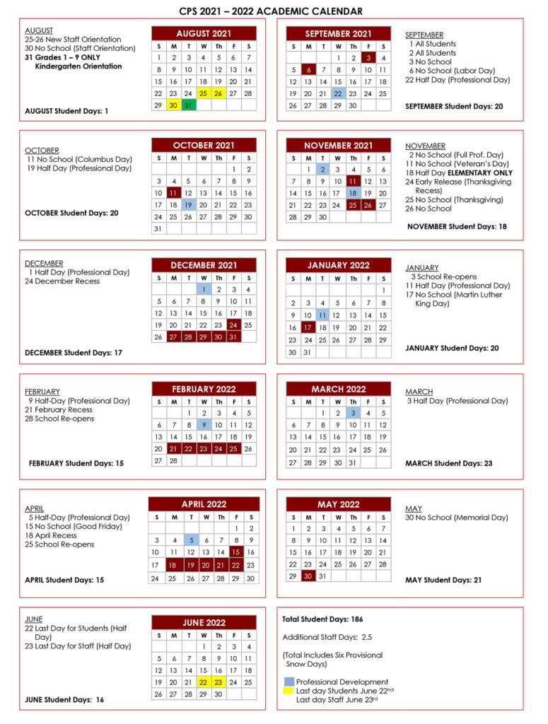 Chelmsford Public Schools Holiday Calendar 2023 2024 District School 