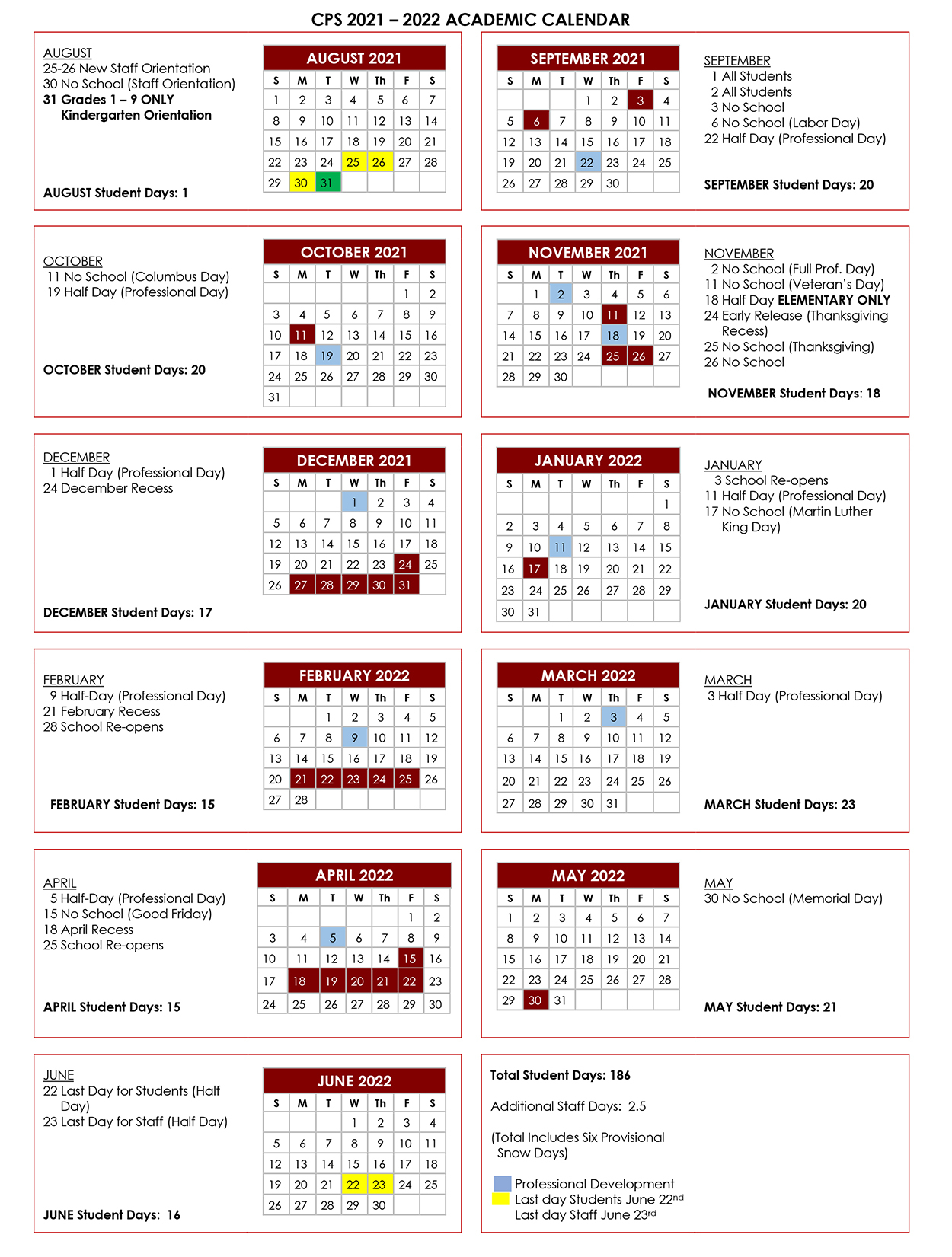 Chelmsford Public Schools Holiday Calendar 2023 2024 District School