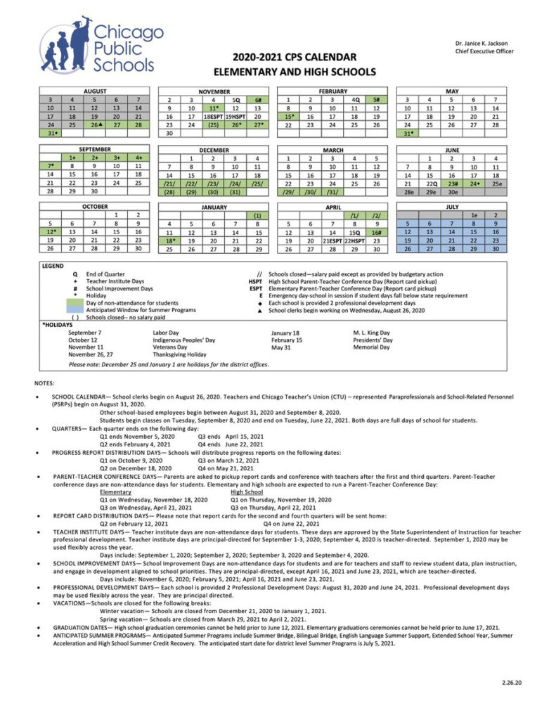 Chicago Public Schools Calendar 2022 21 2022 Schoolcalendars