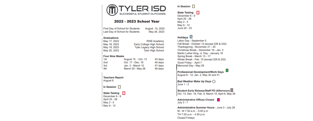 Clarkston Elementary School District Instructional Calendar Tyler 