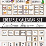Classroom Calendar Display For Preschool Primary Middle And