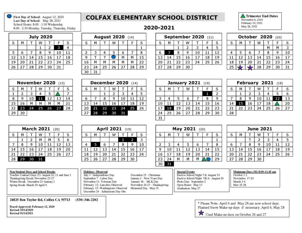 Colfax Elementary School Calendar Jackson Hale