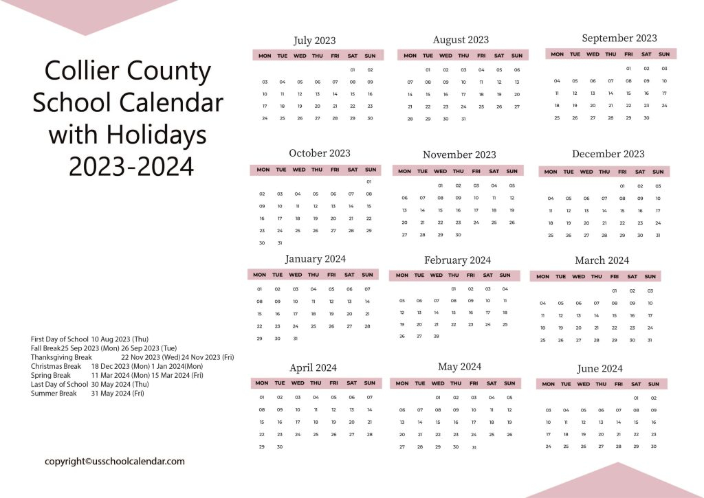 Collier County School Calendar With Holidays 2023 2024