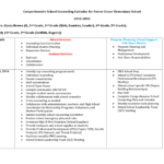 Comprehensive School Counseling Calendar For Forest Grove