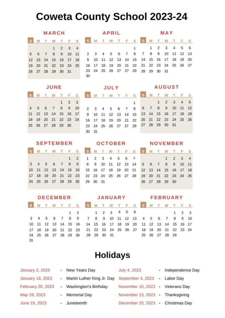 Coweta Co Schools Calendar Archives County School Calendar 2023 24