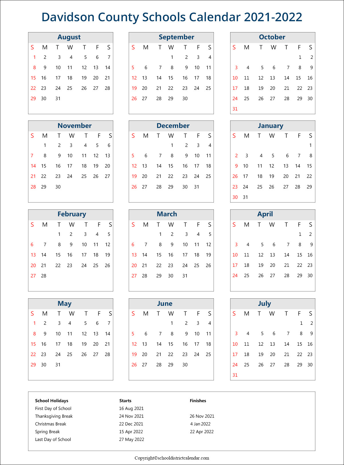 Davidson County Nc Schools Calendar 2023