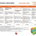 December 2016 High School Lunch Menu School Lunch Menu Lunch Menu