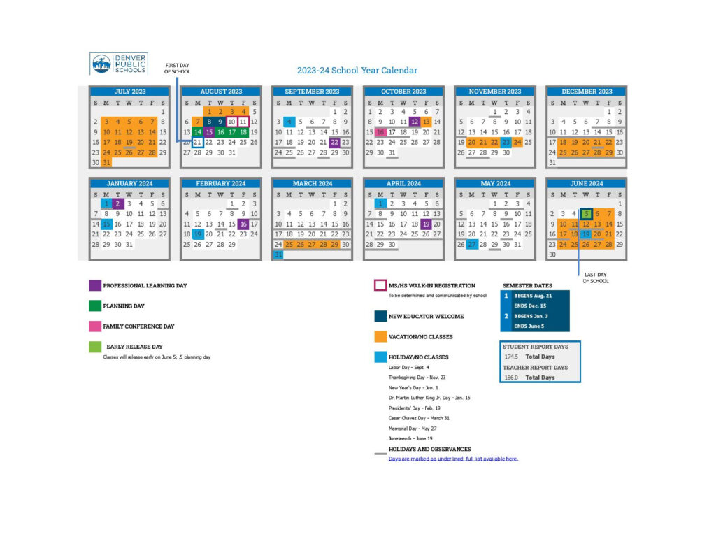 Denver Public Schools Calendar Holidays 2023 2024 PDF School Calendar 