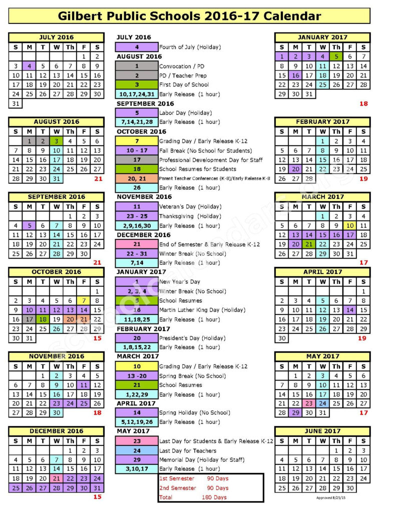 Desert Ridge Junior High School Calendars Mesa AZ