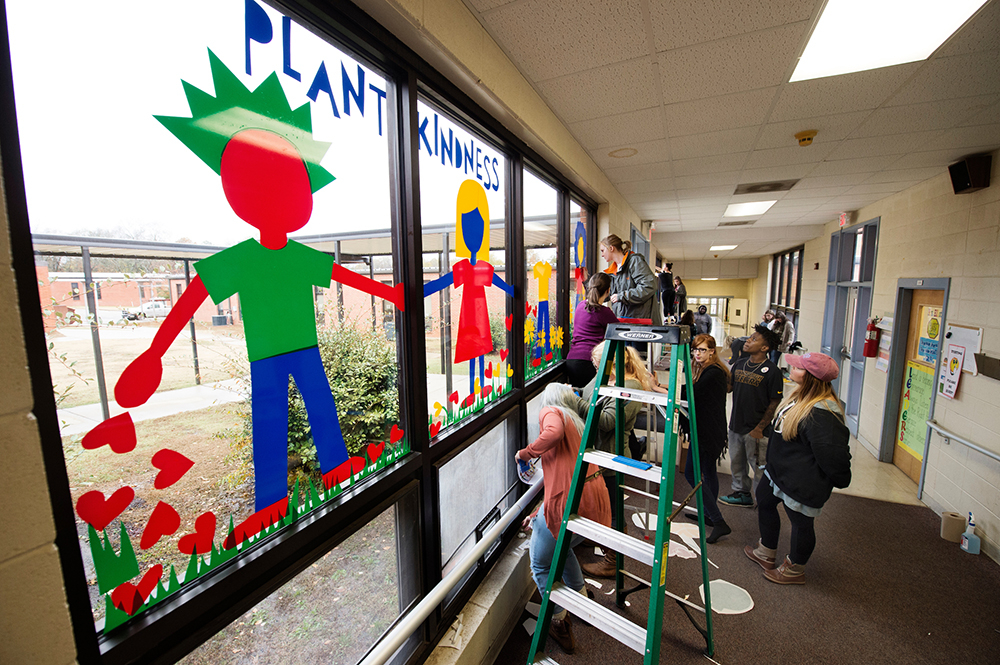 Design I Class Installs Work At Sudduth Elementary College Of 