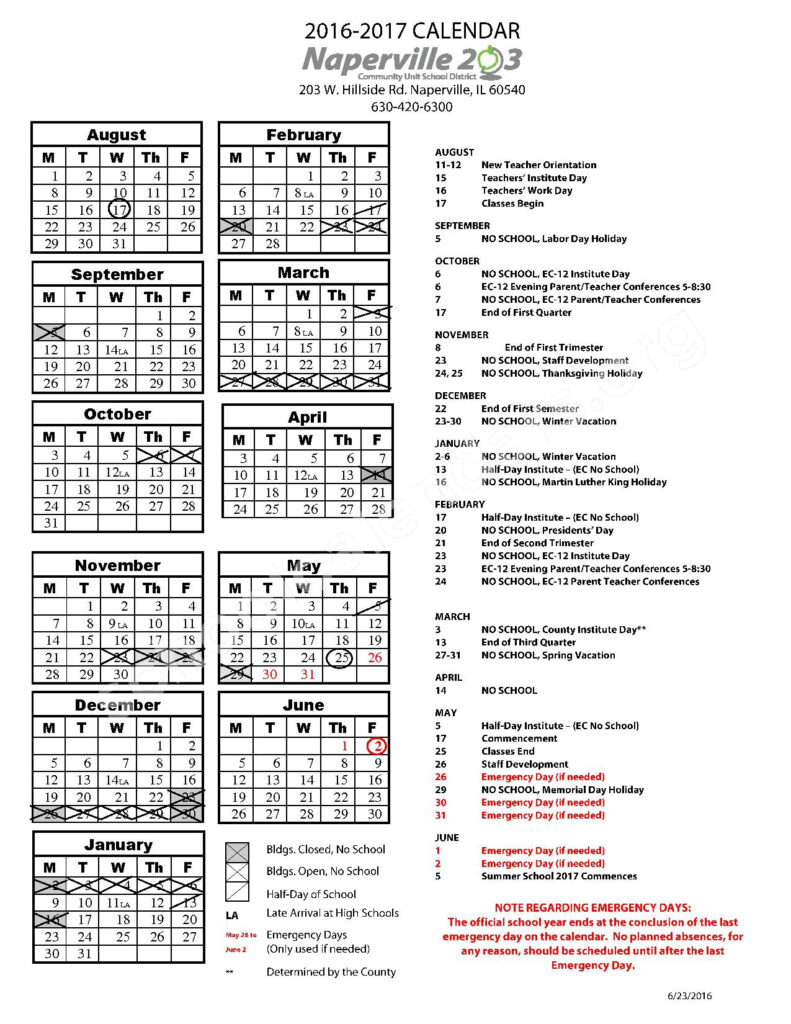 District 203 Naperville Calendar Customize And Print