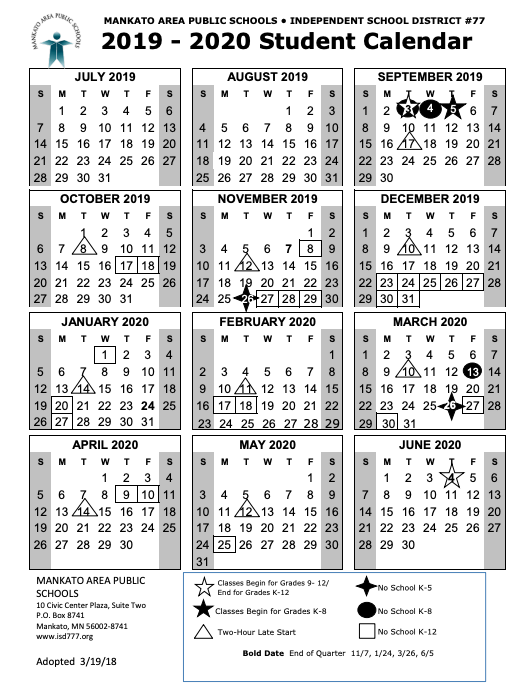District 77 Calendar
